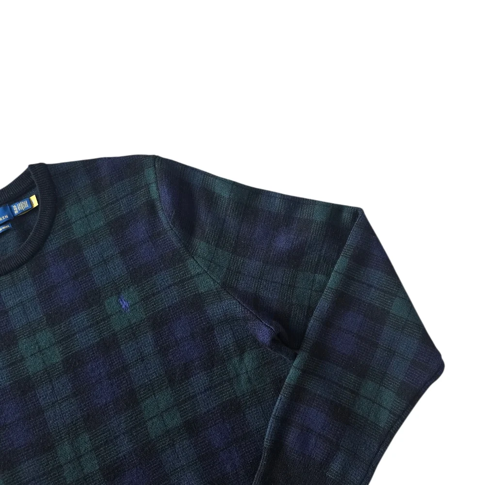 POLO Ralph Lauren Plaid Washable Wool Sweater Tartan